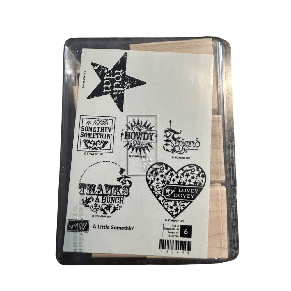 Stampin Up! Rubber Stamp Set "A Little Somethin" 6 Pieces Crafting & Scrapbookin